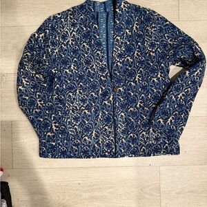 J. Jill Navy and Cream reversible quilted jacket
